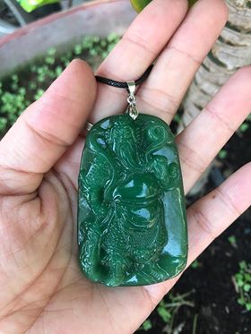 Mặt dây chuyền quan công đá thạch anh xanh - Green Aventurine  (Mã sản phẩm: QC54)