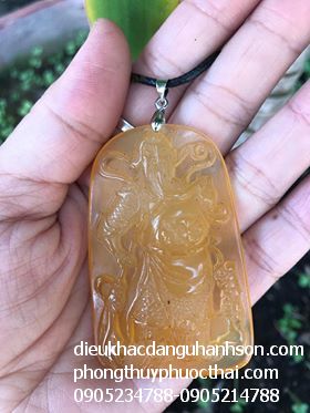 Mặt dây chuyền quan công đá Mã não - Agate (Mã sản phẩm: QC56)