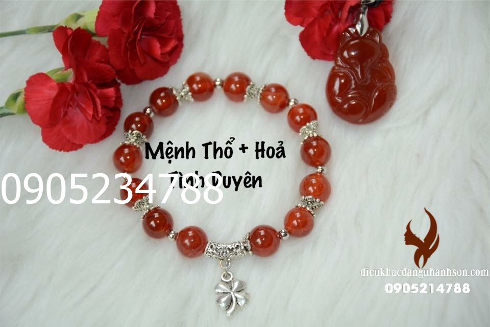 Combo Vòng tay đá mã não thiên nhiên mix charm kèm hồ ly (Mã sản phẩm) VT18